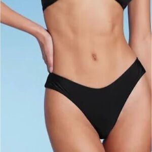 🔴 4/$12 High Cut Wild Fable Black Bikini Bottom Size Small Vacation Beachwear